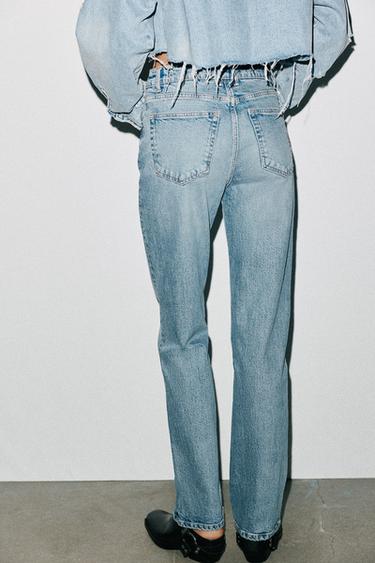 TRF STRAIGHT HIGH-WAIST JEANS - Light blue by Zara - Image 3