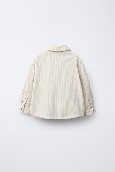 CORDUROY OVERSHIRT WITH CHECKED INTERIOR - Ecru by Zara - Image 1