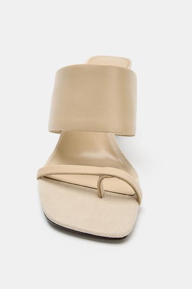 LEATHER HIGH-HEEL MULES - Ecru White by Zara