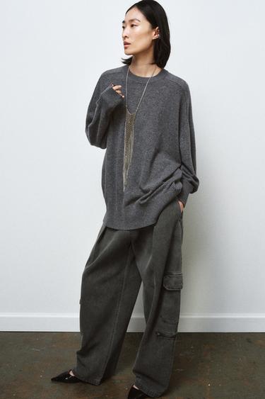 100% WOOL OVERSIZE JUMPER - Grey by Zara