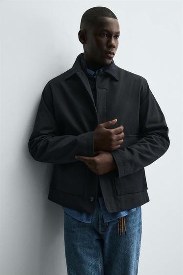 TWILL TEXTURED OVERSHIRT - Navy blue by Zara - Image 4