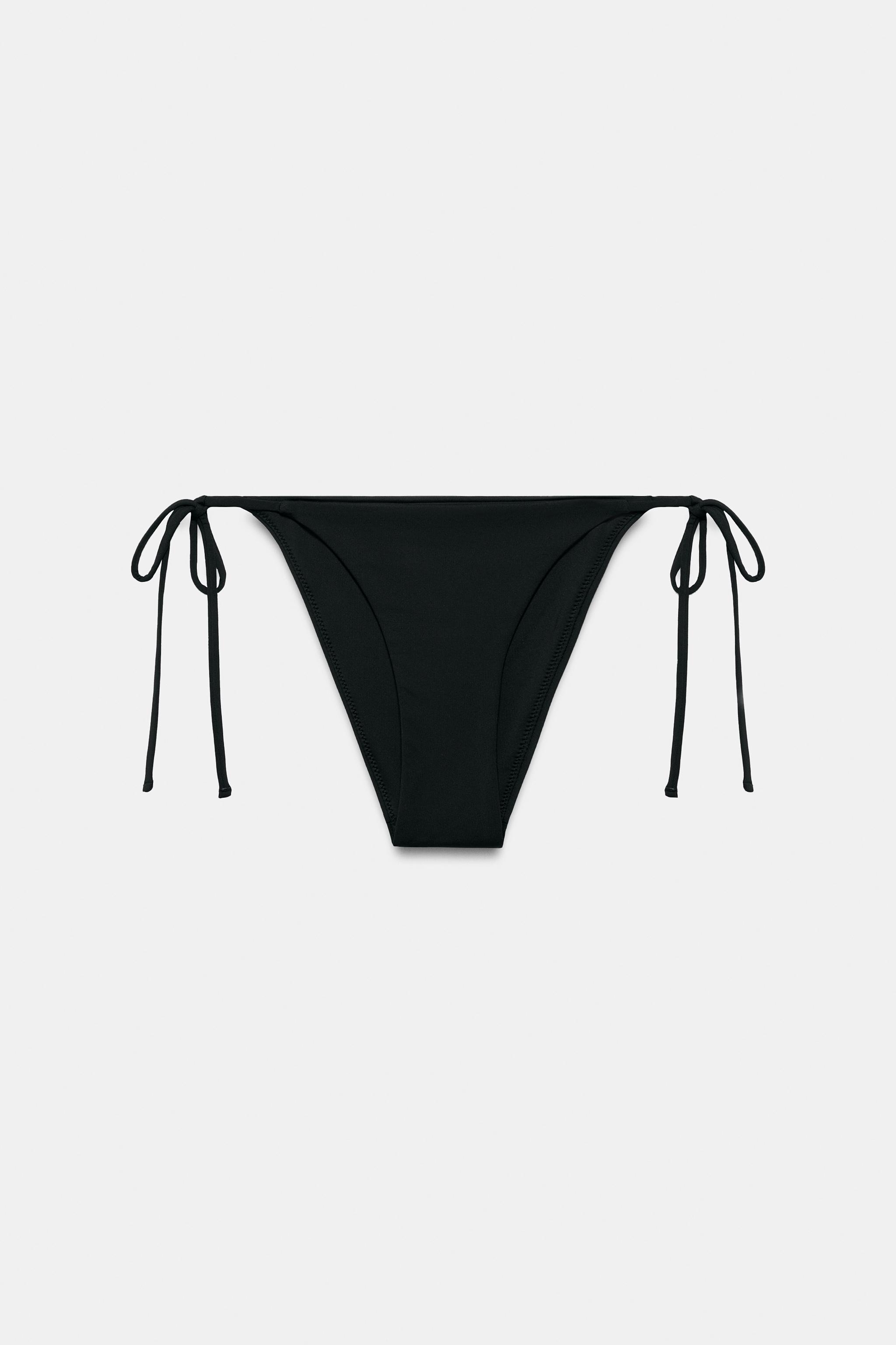 TIE-SIDE BIKINI BOTTOMS — Black
