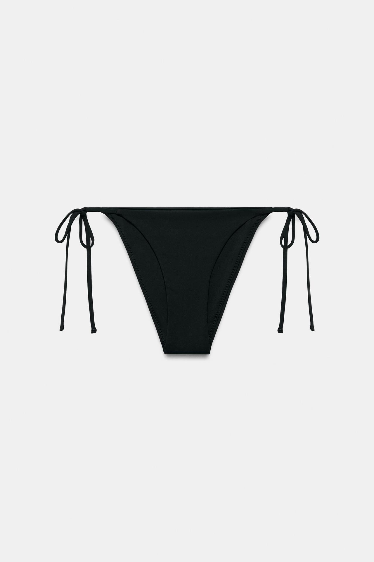 TIE-SIDE BIKINI BOTTOMS — Black