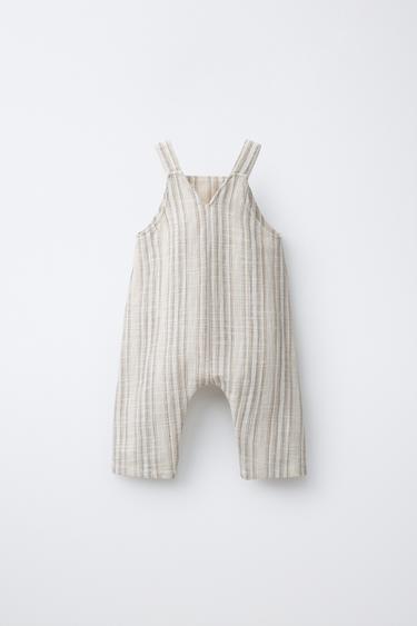 SALOPETTE LONGUE À RAYURES - Beige clair de Zara - Image 1