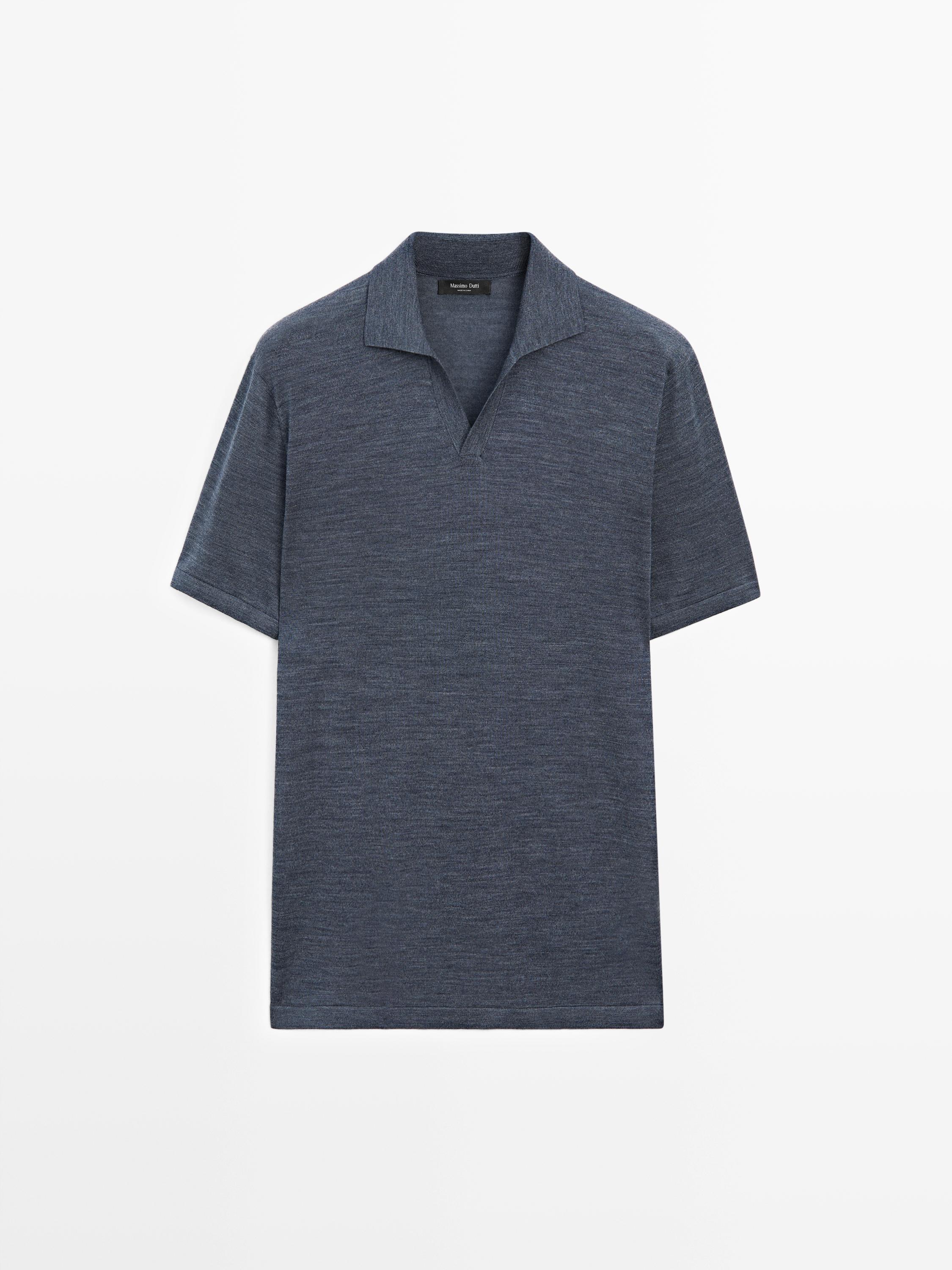 Knit V-neck polo shirt