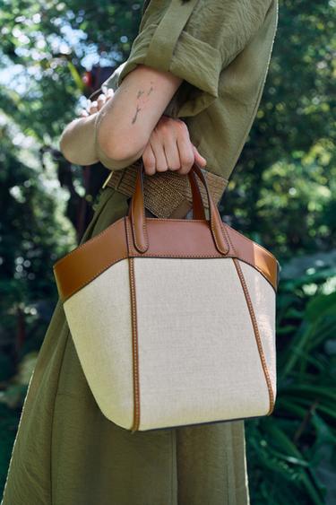 CANVAS CROSSBODY BAG - Dark tan by Zara