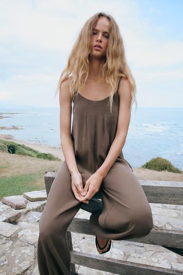FLOWING STRAPPY JUMPSUIT - Dark brown by Zara