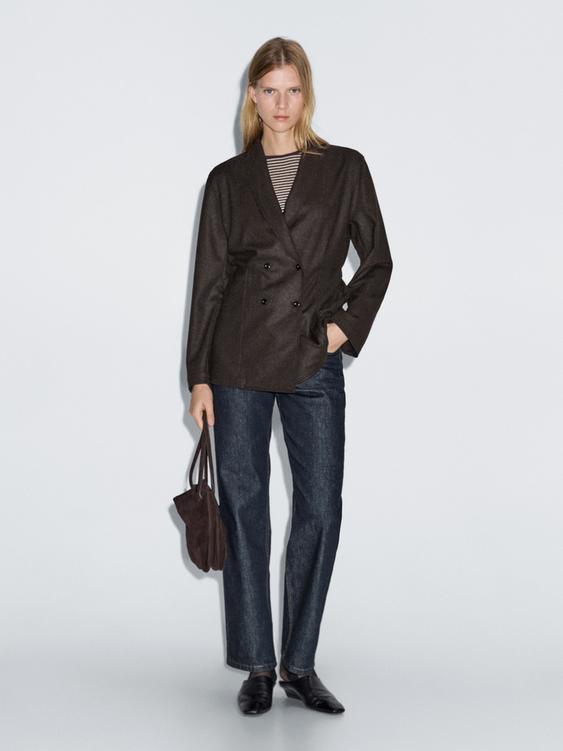 Wool blend double-breasted blazer