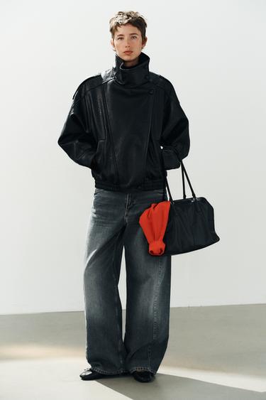 LEATHER EFFECT JACKET - Black by Zara - Image 0