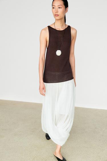 Zara Fine-knit halter top - Chocolate