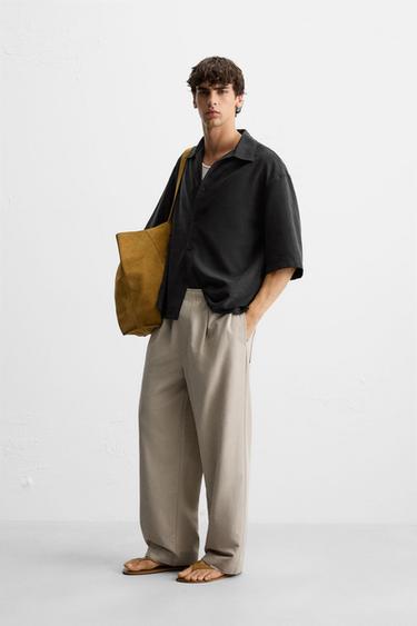 REGULAR FIT JOGGER WAIST TROUSERS - Sand by Zara - Image 3