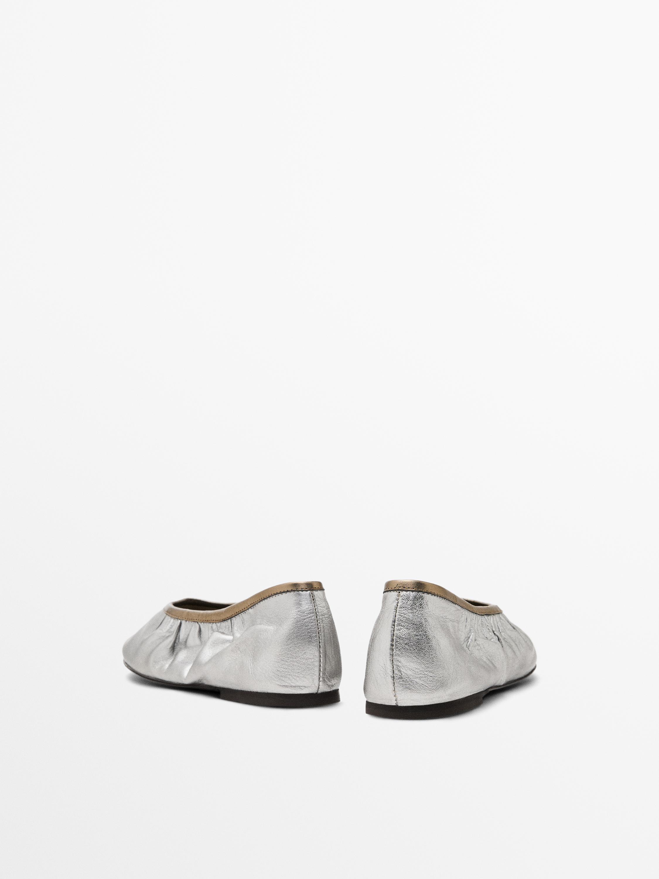 Ballerines métallisées froncées