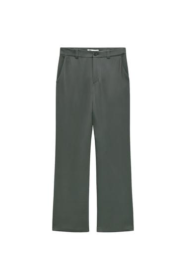 STRAIGHT SATIN EFFECT PANTS