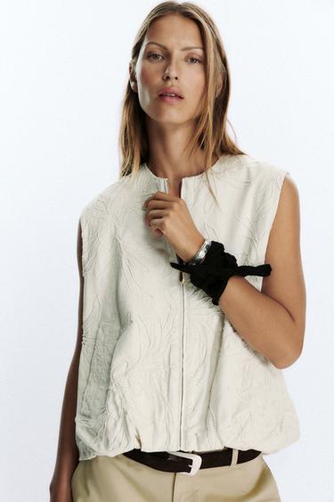 EMBROIDERED GILET - Ecru by Zara - Image 1