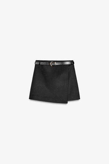 WRAP SKORT WITH BELT - Black by Zara - Image 0