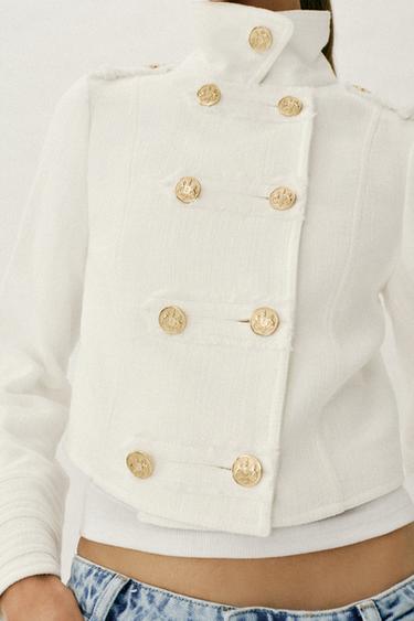BLAZER CROISÉ BOUTON DORÉ - Écru de Zara - Image 4