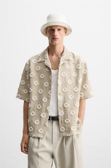 TEXTURED JACQUARD SHIRT - Beige by Zara
