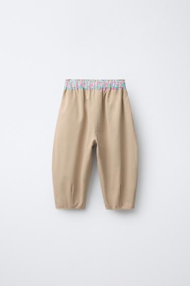 FLORAL BAGGY TROUSERS - Khaki by Zara - Image 1