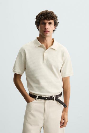 POLO JACQUARD RAYAS - Crudo de Zara