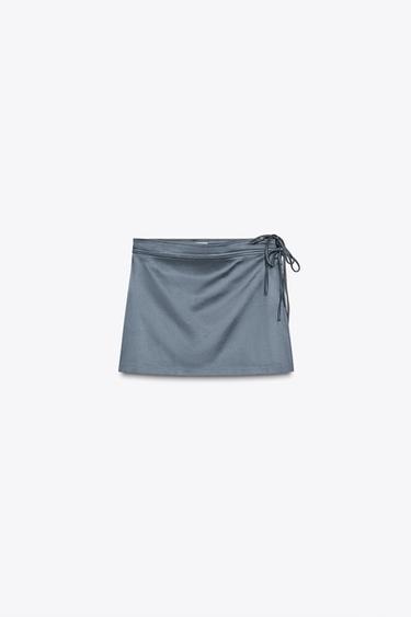 Zara TIED SKORT - Mid-gray