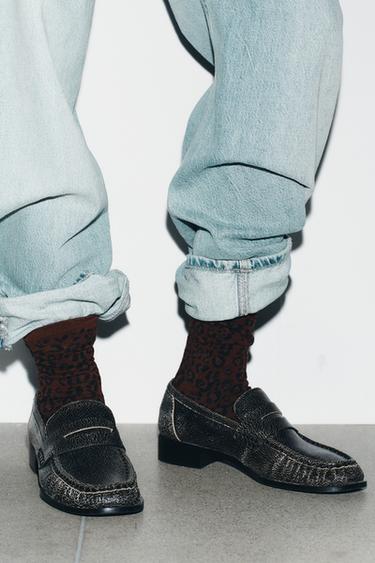 Zara ANIMAL PRINT JACQUARD SOCKS - Brown