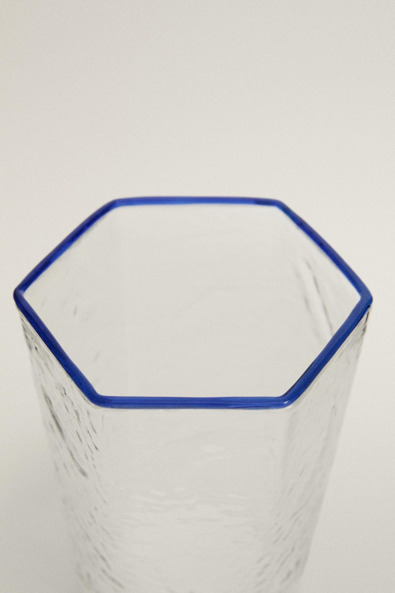 HEXAGONAL BOROSILICATE GLASS TUMBLER — Blue