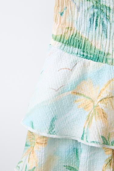 PALM TREE TEXTURED BERMUDA SKORT - Green by Zara - Image 2