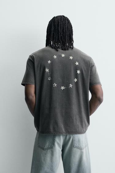WASHED PRINT T-SHIRT - Dark anthracite by Zara