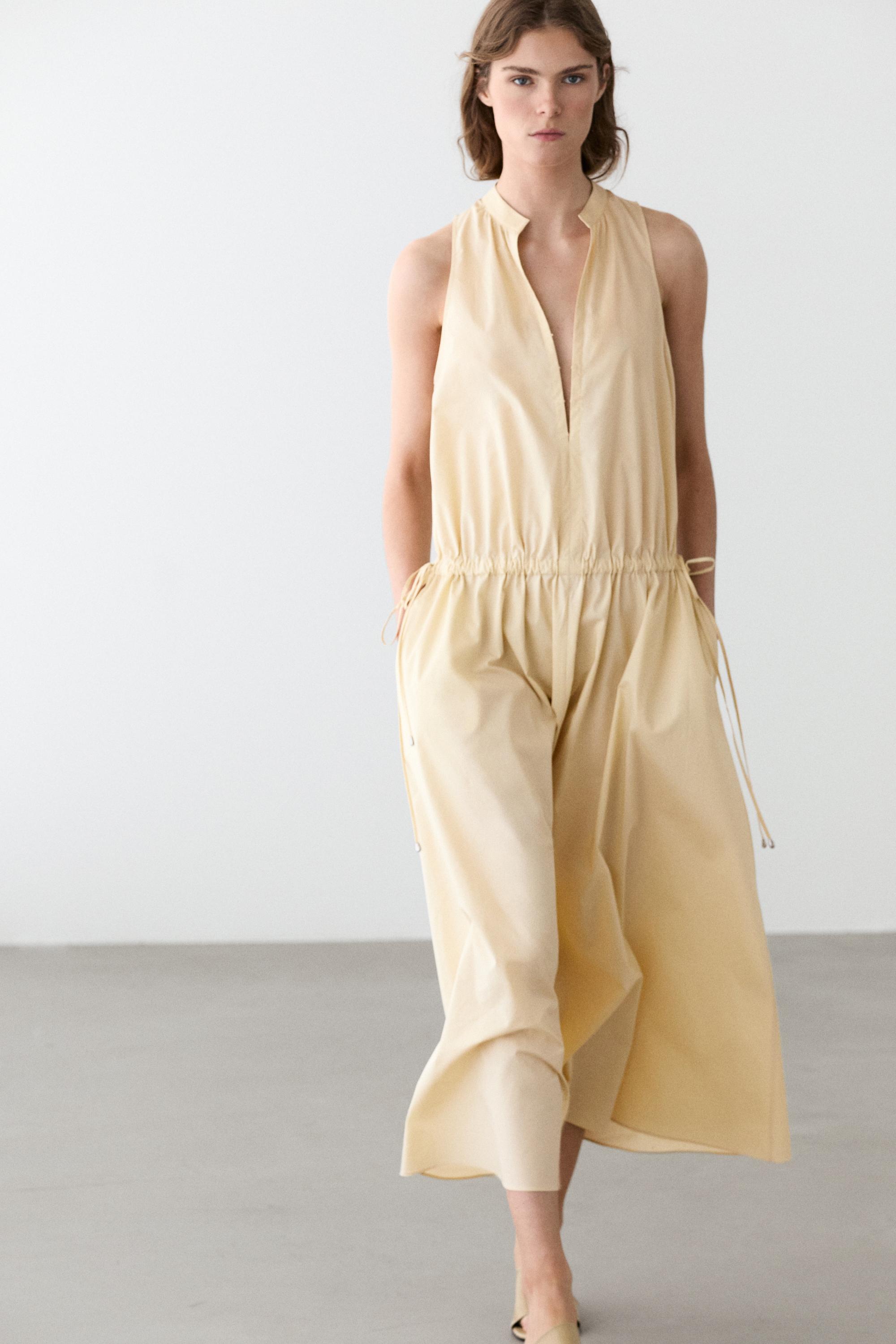 100% cotton midi dress with elasticated waist
