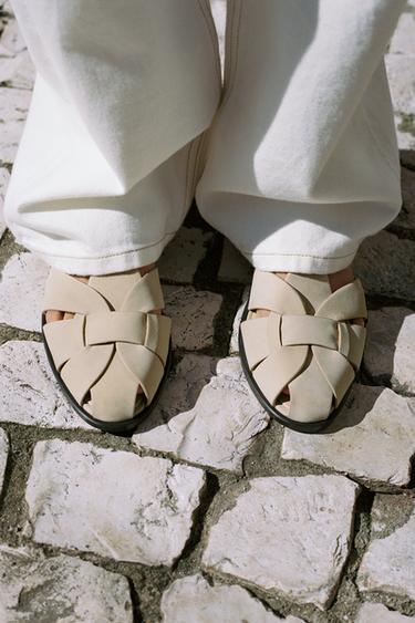 LEATHER CAGE SANDALS - Sand Brown by Zara