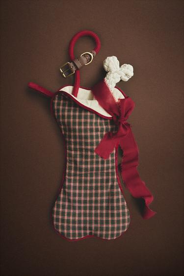 BONE PET STOCKING CHRISTMAS DECORATION - Green by Zara