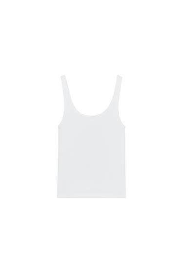 تيشرت بحمالات - أبيض الخاص بـ Zara