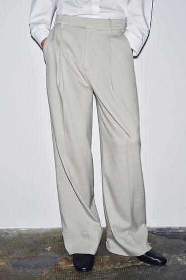 ZW COLLECTION DARTED TROUSERS - Beige by Zara - Image 1