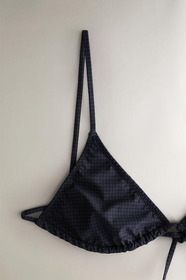HAUT DE BIKINI DE PLAGE TRIANGLE VICHY - Bleu de Zara - Image 1