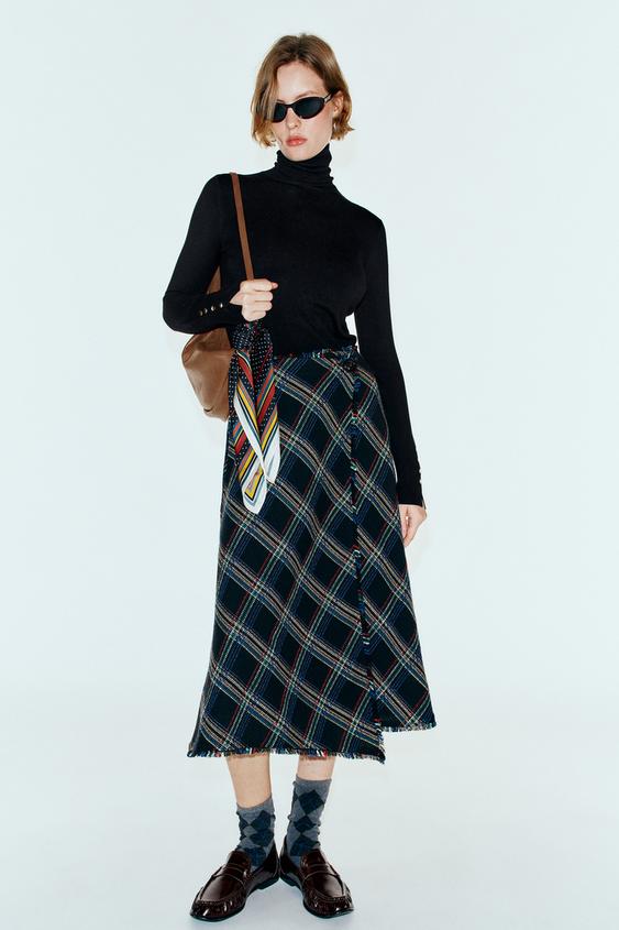 STRUCTURED CHECK MIDI SKIRT - Multicoloured by Zara - Image 0