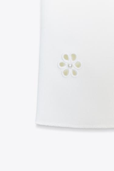 FLORAL EMBROIDERED STRETCH TOP - White by Zara - Image 5