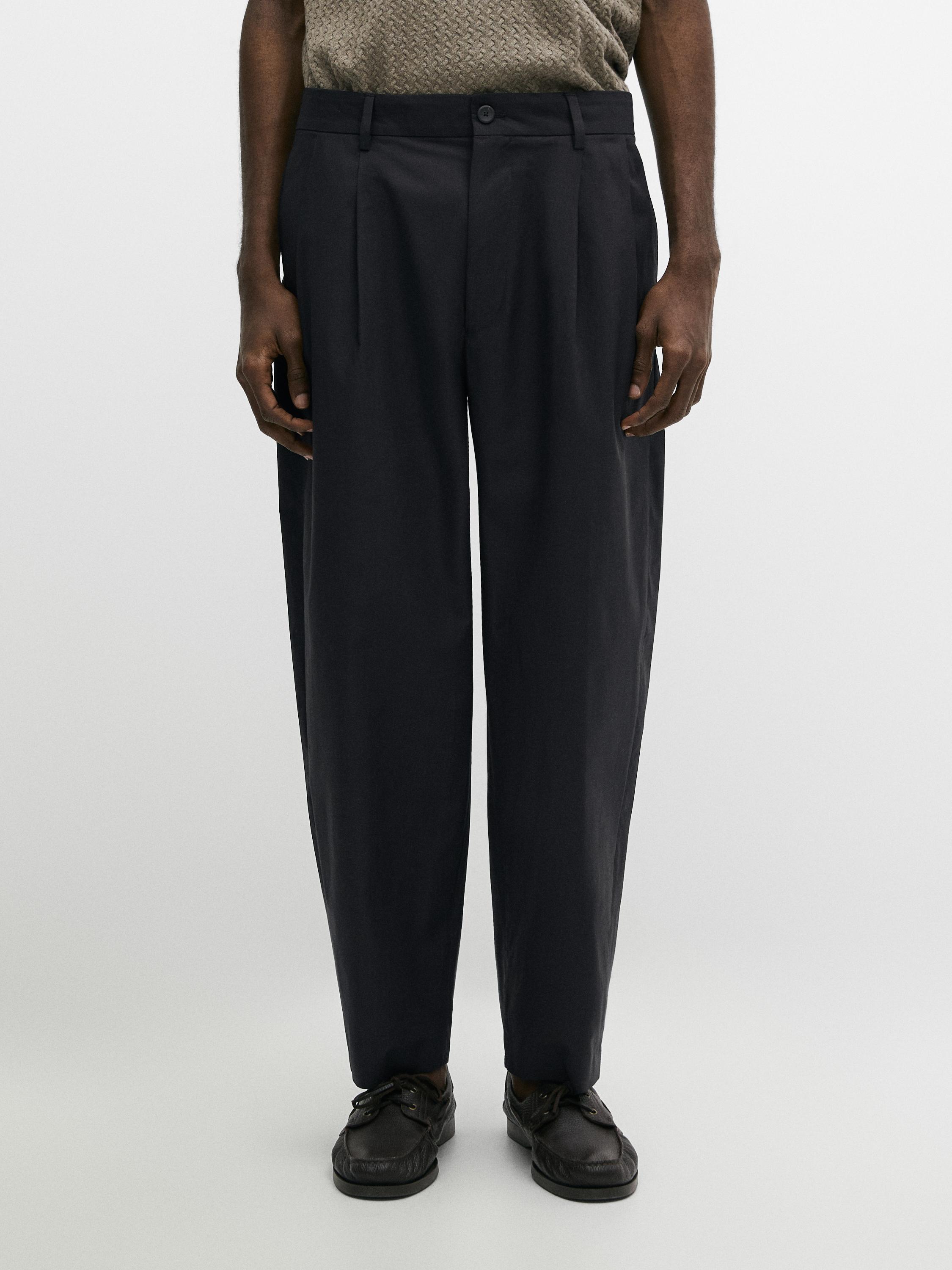 Pantalon double pince en coton