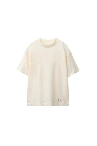 Zara 100% LINEN T-SHIRT - Ecru