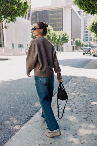 SOFT KNIT V-NECK SWEATER - Mink marl by Zara - Image 4