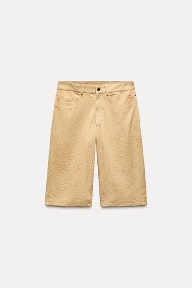 LEATHER BERMUDA SHORTS ZW COLLECTION - Butter by Zara