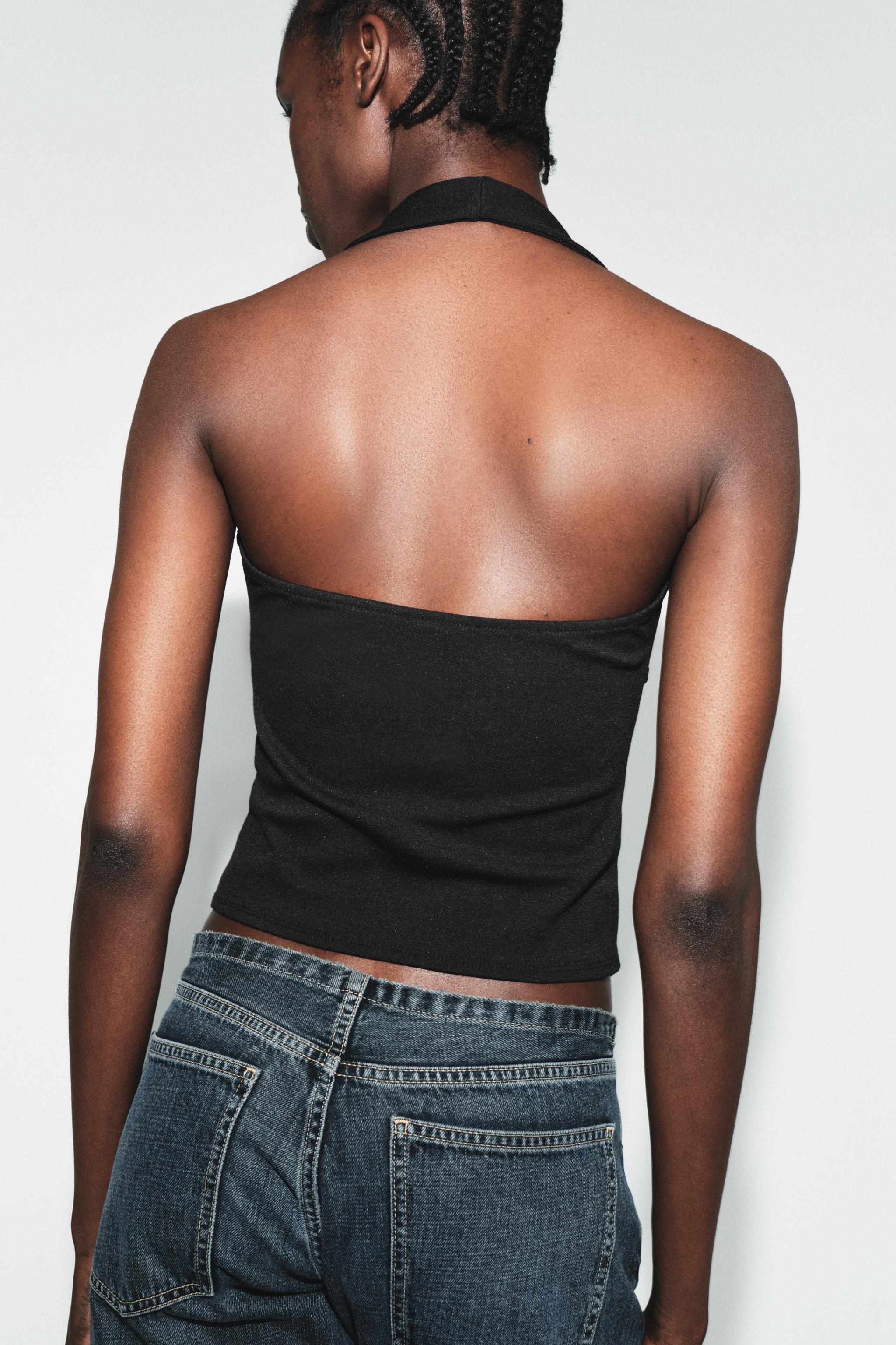 INTERLOCK HALTER TOP - Black | ZARA United States INTERLOCK HALTER TOP - Black | ZARA United States