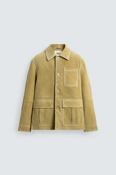SUEDE JACKET WITH POCKETS - Yellow by Zara
