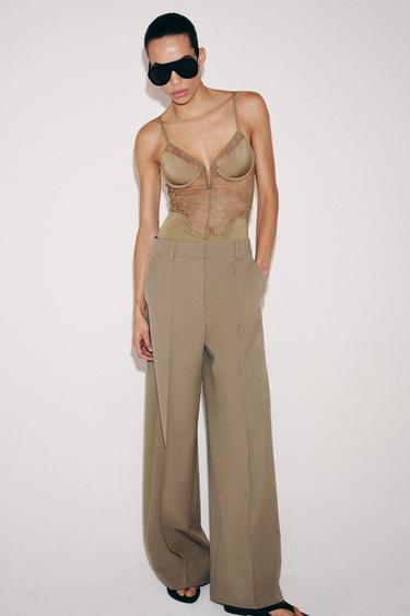 БРЮКИ MINIMAL WIDE LEG — ZW COLLECTION — СЕРО-КОРИЧНЕВЫЙ от Zara