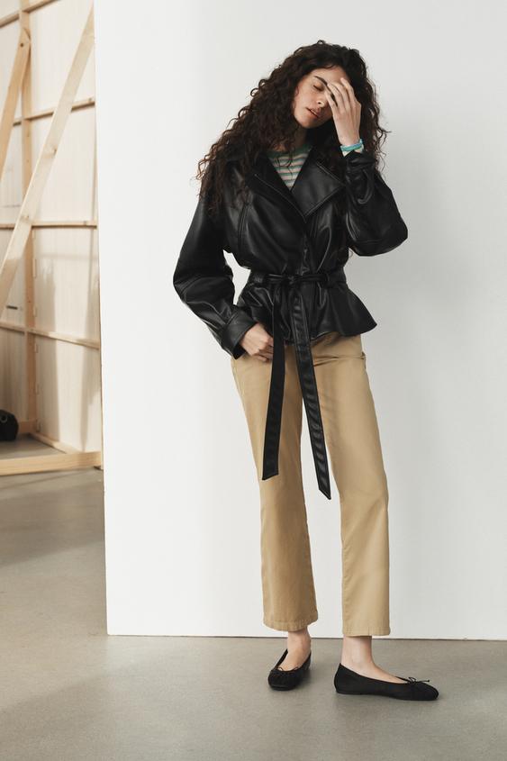 FAUX LEATHER JACKET WITH BELT