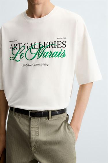 OVERSIZED SLOGAN T-SHIRT - White by Zara - Image 4