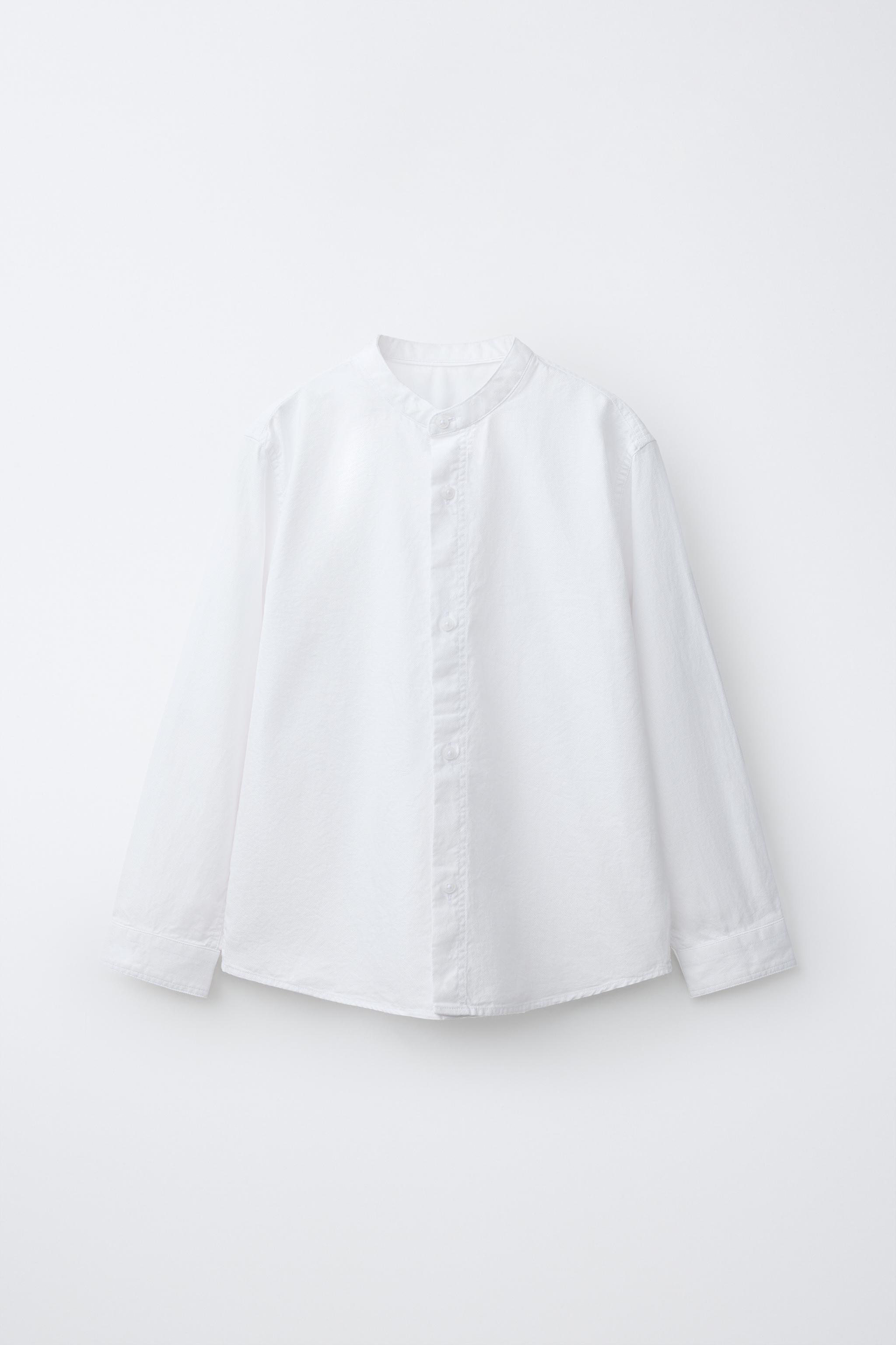 TEXTURED MANDARIN COLLAR SHIRT