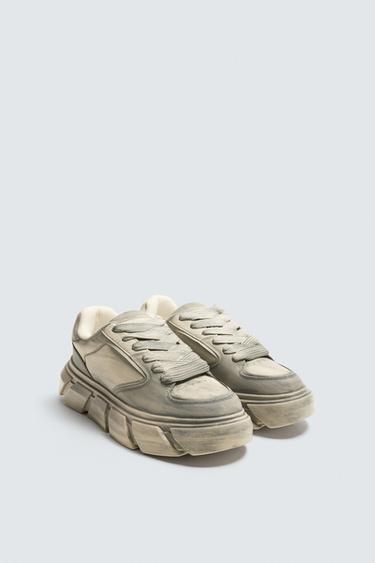 Zara CHUNKY SOLE SNEAKERS - Gray