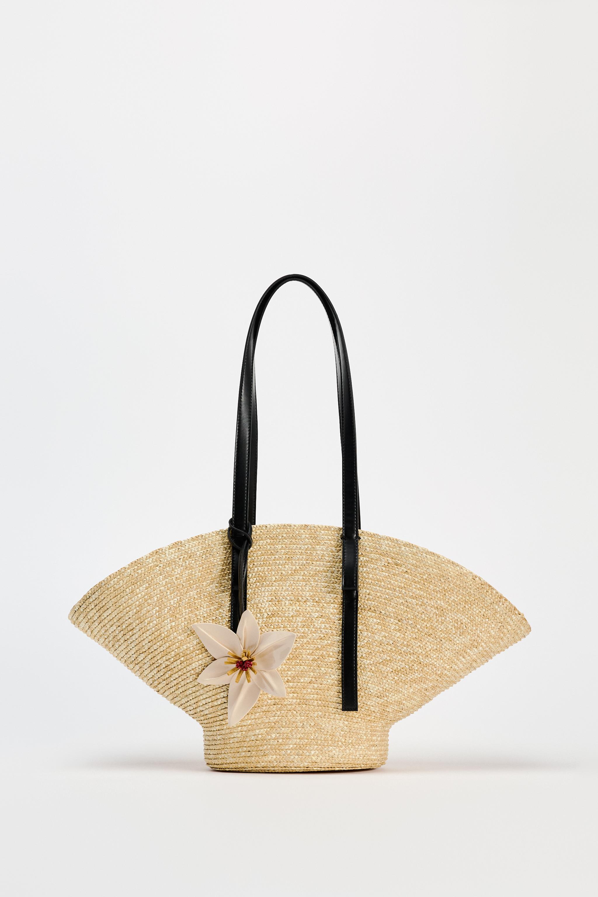 BASKET SHOULDER BAG WITH FLOWER Ecru ZARA Canada