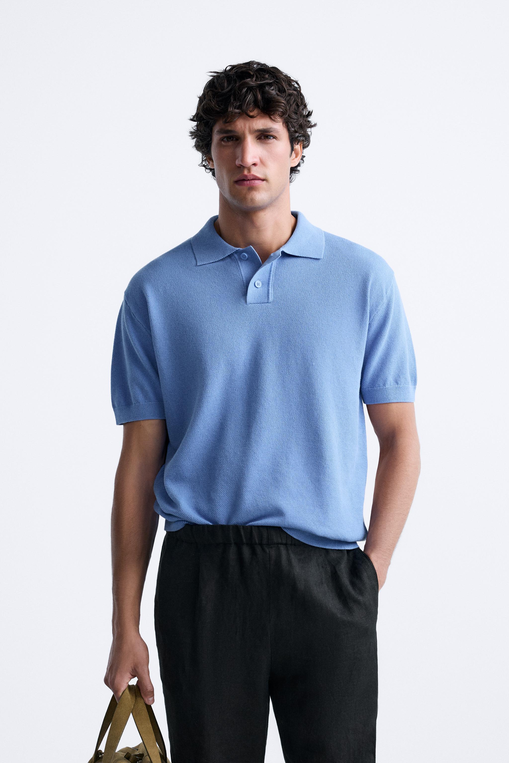 TEXTURED KNIT POLO SHIRT - Stone | ZARA Australia