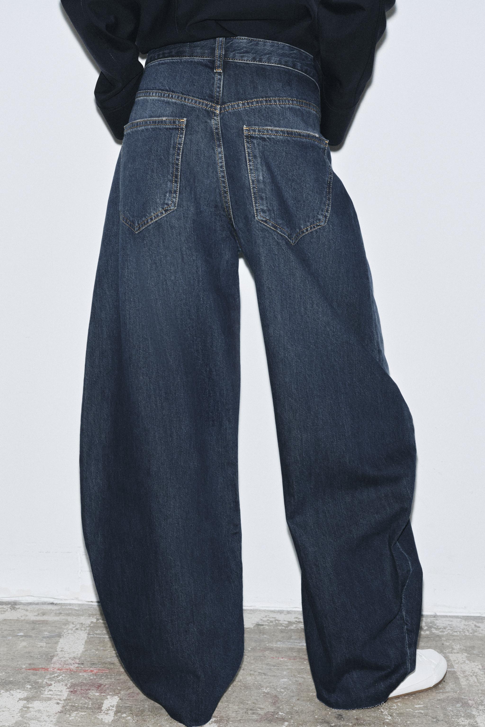 かむいと ZW COLLECTION BARREL MID-WAIST JEANS - Mid-blue | ZARA India